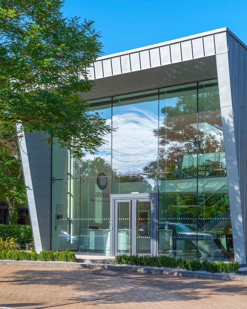 Exterior entrance of Lancaster Court serviced offices in Fareham by Arena Offices
