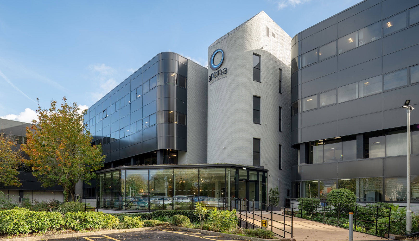 Exterior front of Langstone Gate serviced offices in Havant by Arena Offices