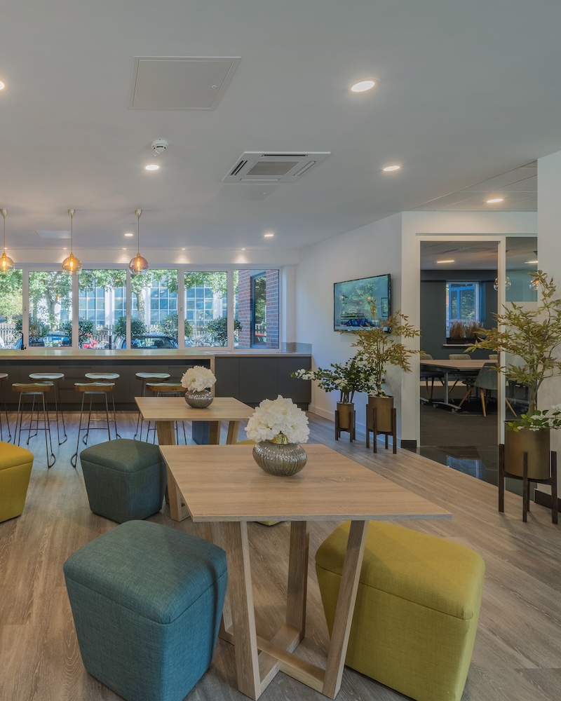 Breakout area at Threefield House serviced offices in Southampton by Arena Offices